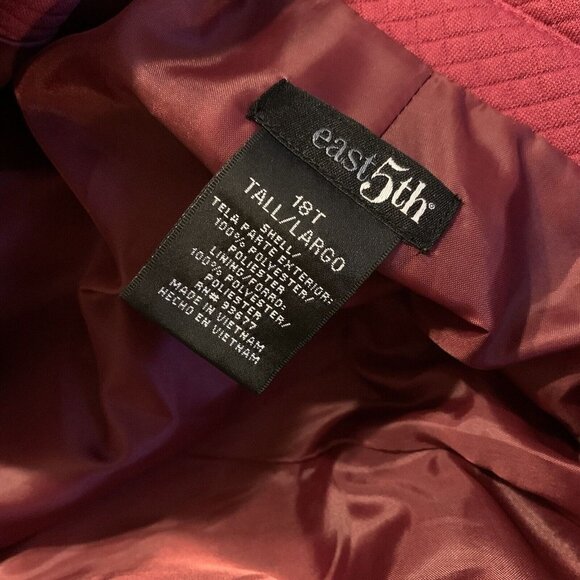 EAST 5TH. Size 18T Tall. Long Sleeve Lined Embossed. Zip at Wrist. WTC - Picture 8 of 8